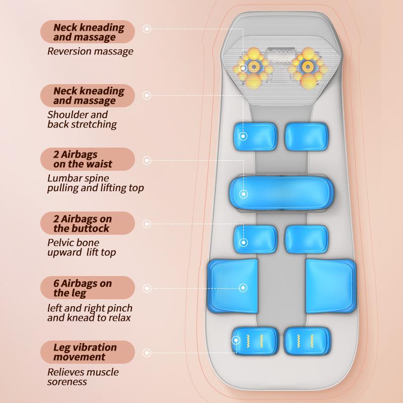 

Подушка безопасности с подогревом для массажа шеи, массажный мат для всего тела, матрас для вытяжения, вибрация для поясницы с пультом дистанционного управления