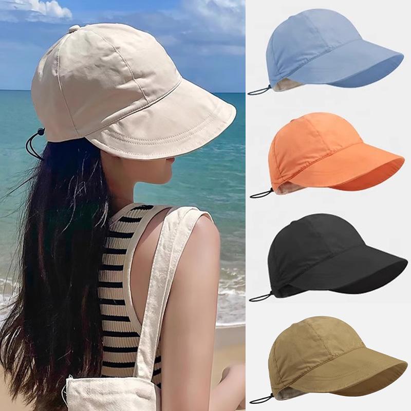 New Summer Hats for Women Foldable Baseball Cap Wide Large Brim Sunscreen Beach Caps Female Outdoor Casual Adjustable Bucket Hat
