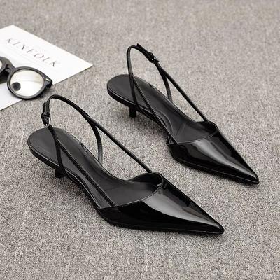 Scarpe Sandali Tacchi Punta Nera Donna 2025 Abito Festa Moda Estiva Pantofole Nuove Infradito da Passeggio Décolleté Sabot