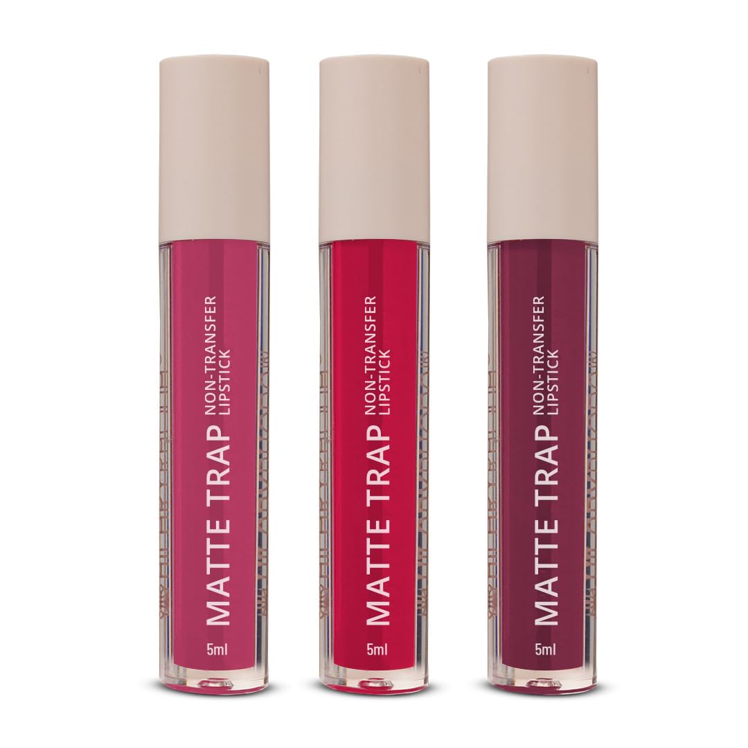 

Hilary Rhoda Matte Trap Liquid Lipstick | Non-Transfer & Waterproof Lipstick | 8-Hour Long Stay | Non-Drying Formula | 5ml (Matte Trap Vibe Trio)