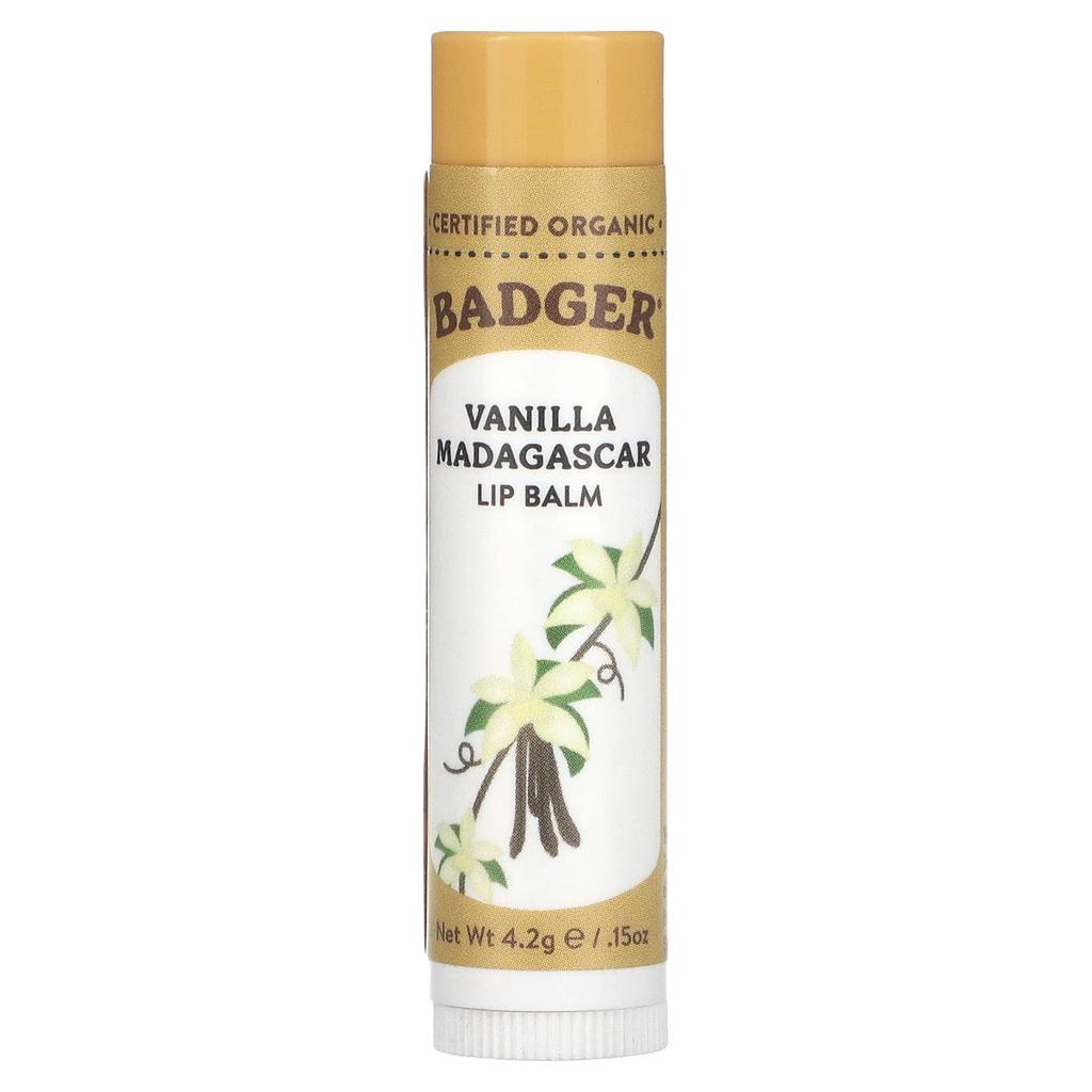 Badger, Organiczny, Balsam do ust, Wanilia Madagaskarska, 0,15 oz (4,2 g)