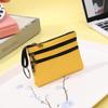 3 Zippers Canvas Coin Purse Women'S Mini Wallet Solid Change Purses With Keychain Money Bags Coin Key Storage Bag Card Holder