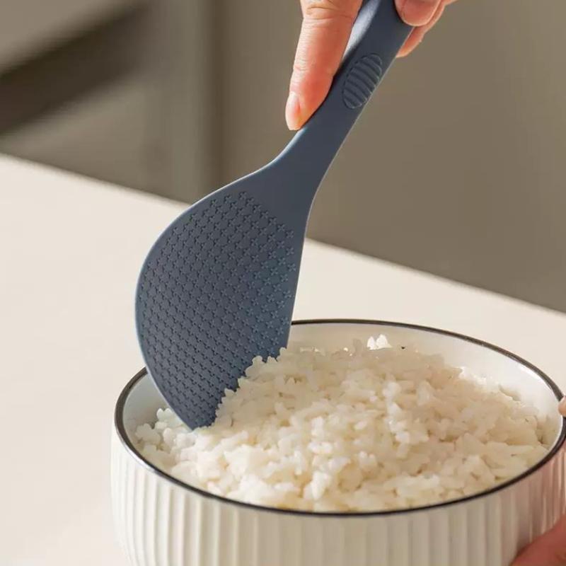 1Pc Food Grade Silicone Rice Spoon Household Non Stick Pot Cooking Spoon High-Temperature Resistant Kitchen Tools