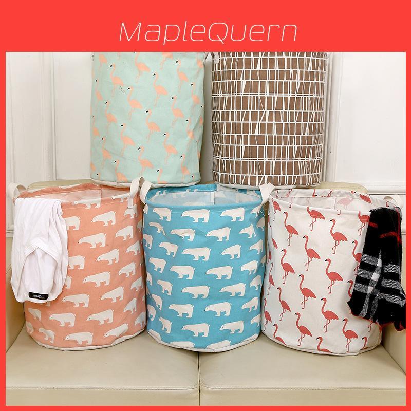 Collapsible Cotton Linen Laundry Basket With Handle For Clothes And Storage In Modern Home Decor