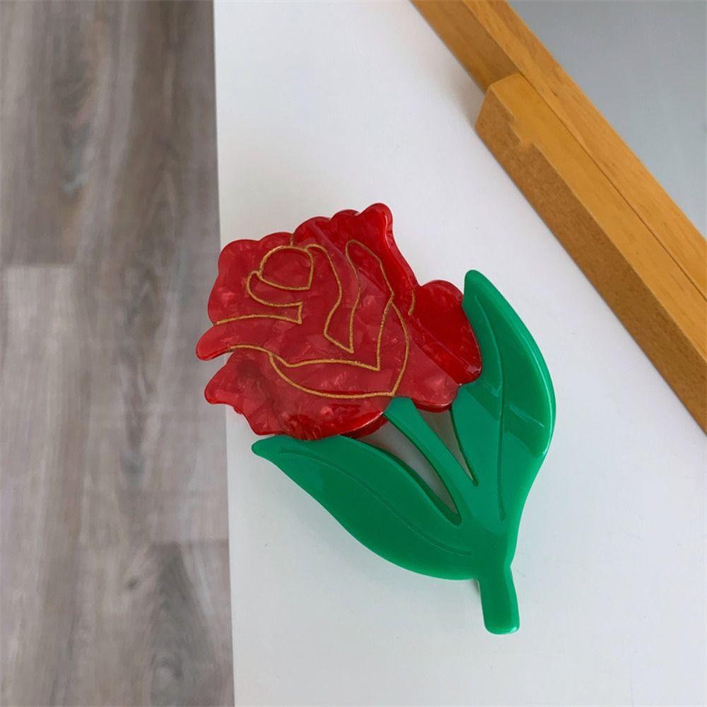 Flower Shape Rose Flower Claw Clip Korean Style Large Shark Clip Flower Acetate Hair Claw Female
