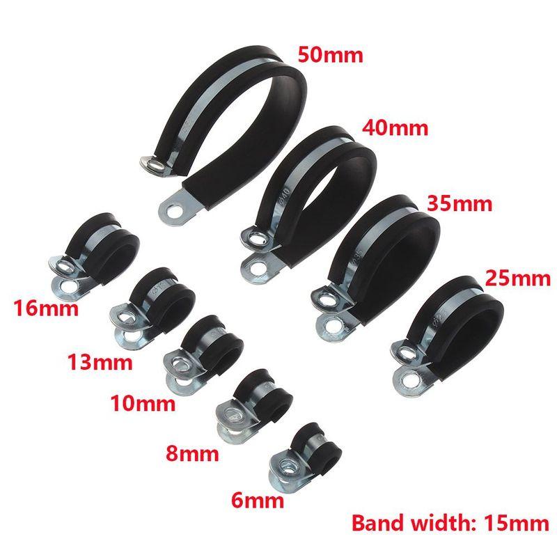 10Pcs Durable Useful Metal Hardware Cable Fasteners Rubber Lined P Clips Wiring Hose Clamp Pipe Mounting Fix