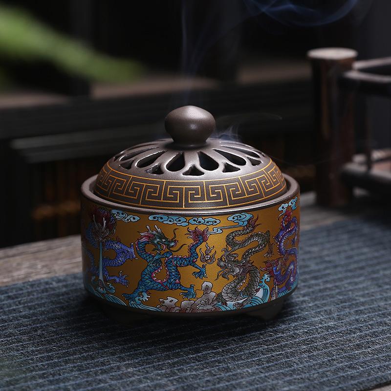 Antique Cloisonne Incense Burner Artwork Decorations Creative Home Interior Incense Lore Colour Enamel Incense Burner