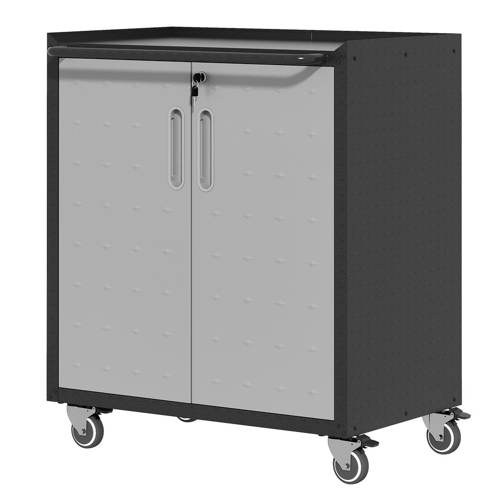 Armadio metallico da garage per impieghi gravosi con ruote – robusto contenitore per attrezzi, 75 × 42 × 88 cm, per garage, ufficio e casa
