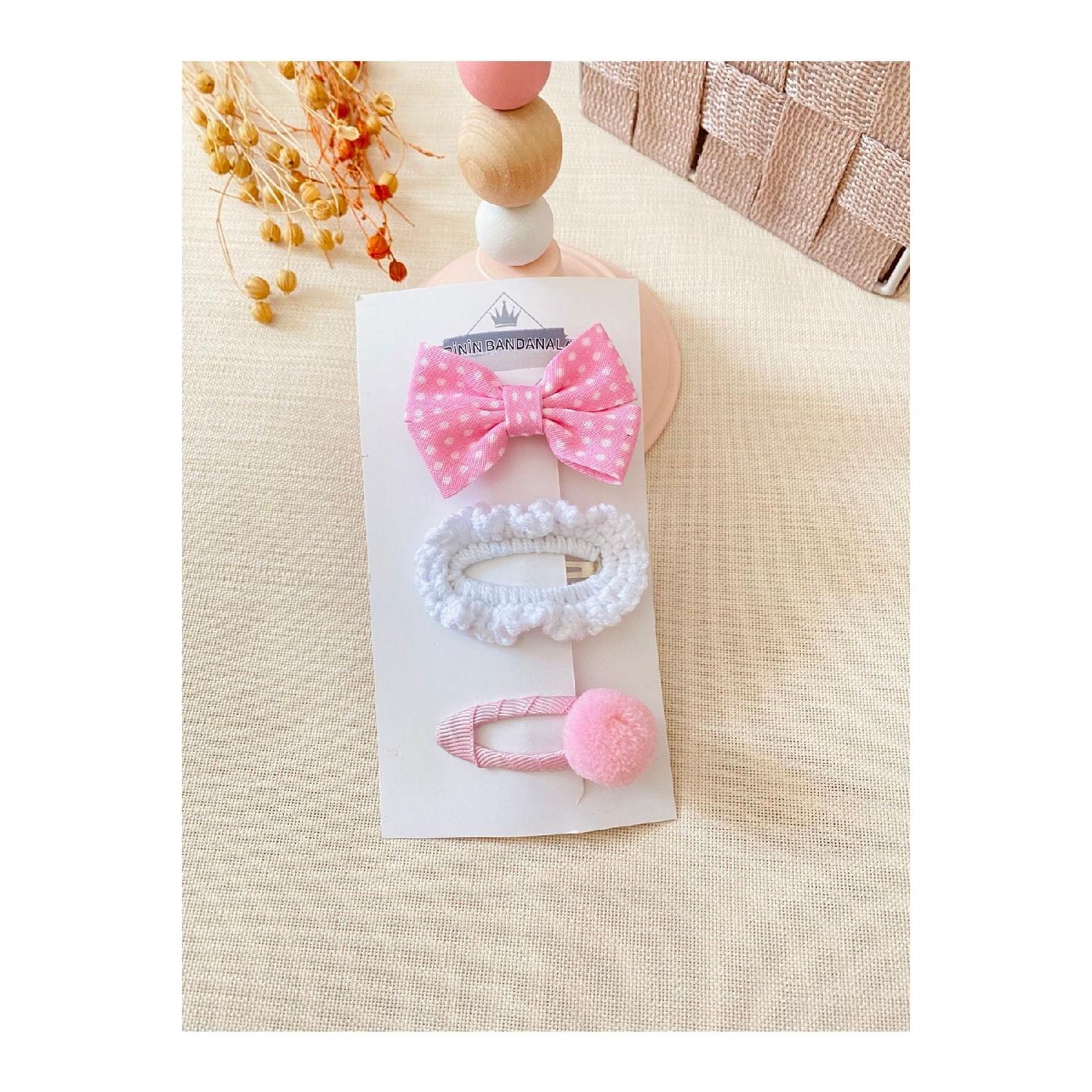 

Набор из 3 детских и детских пряжек розовый