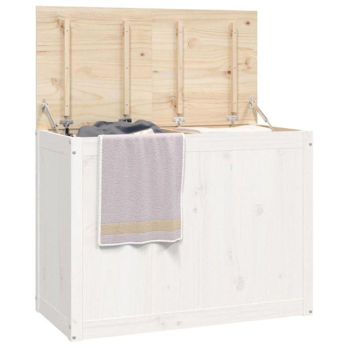 VidaXL Boîte à linge Blanc 88,5x44x66 cm Bois massif de pin 823570