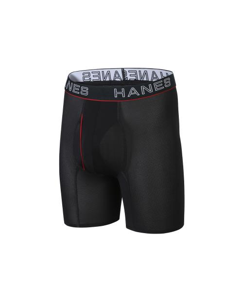 [Hanes] Comfort Flex Fit Boxer Brief (Mesh) Black X Red [Shipped from Korea] 100% Authentic M
