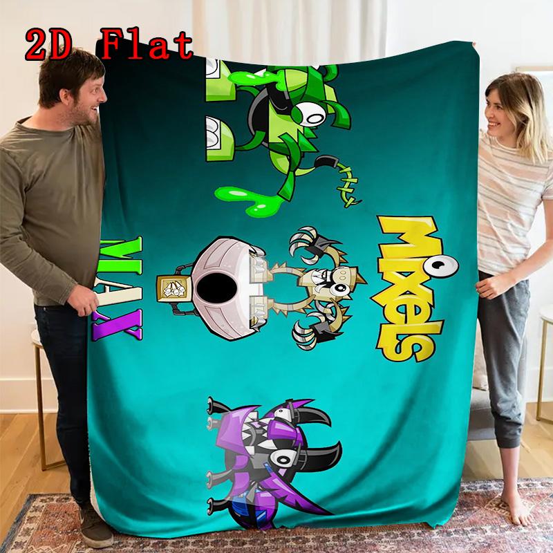 MIXELS 2D Flat Pattern Flannel Blanket High quality All Seasons Warmth and Comfort Perfect for Christmas Gifts.