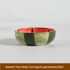 Hand-Painted Watermelon Design Large Ceramic Noodle Bowl with Underglaze Snails Pattern - Fresh, Deep & Stylish.