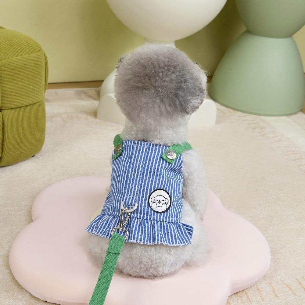 Korean Striped Pet Chest Back Traction Rope Cartoon Dog Harness Creative Pet Clothing  Pet Supplies
