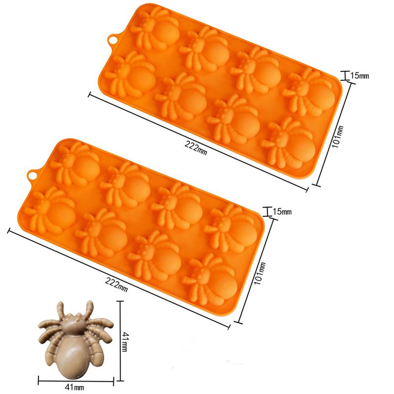 Halloween Candy Chocolate Molds 3D Skull Pumpkin Witch Hat Bat Spider Shape for Baking Chocolate Jelly Gummy Dessert