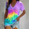 Women's T-Shirt Tie-Dye Water Drop 3d Pattern Printing Fashion Casual Oversized V-Neck Short-Sleeved Summer Women's Clothing