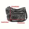 Borsa a Spalla in Denim Lavato Vintage da Donna, Borsa Casual da Donna in Tessuto Morbido con Chiusura a Zip, Borsa a Tracolla Monocolore Cowgirl