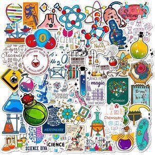 50-300 Lab Stickers Chemical Equations Personality Cartoons Lab Supplies Stickers Science Stickers