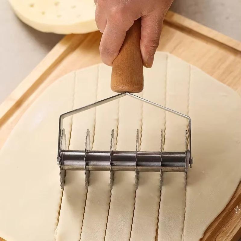 Manual Noodle Cutter Stainless Steel Wooden Handle Dough Cutter Maker Noodles Dough Rolling Machine Pasta Gadgets For Kitchen