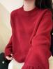 Women's Thick Wool Sweater - Round Neck, Loose Fit, Soft & Fluffy, Drop Shoulder Sleeves, Casual Style, Perfect Outerwear Cashmere Layer.