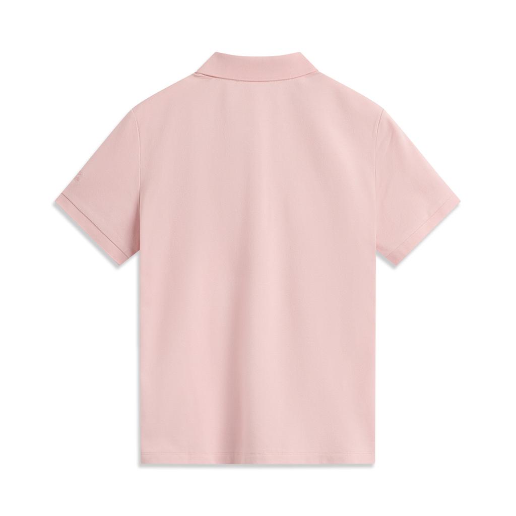 Li Ning Comfortable Casual Simple Solid Color Short Sleeve Polo Shirt Women Tops Light-Pink APLV166-1