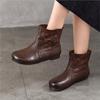 Genuine Leather Flat Slip-on Short Boots Round Toe Versatile Soft Cowhide Women's Boots