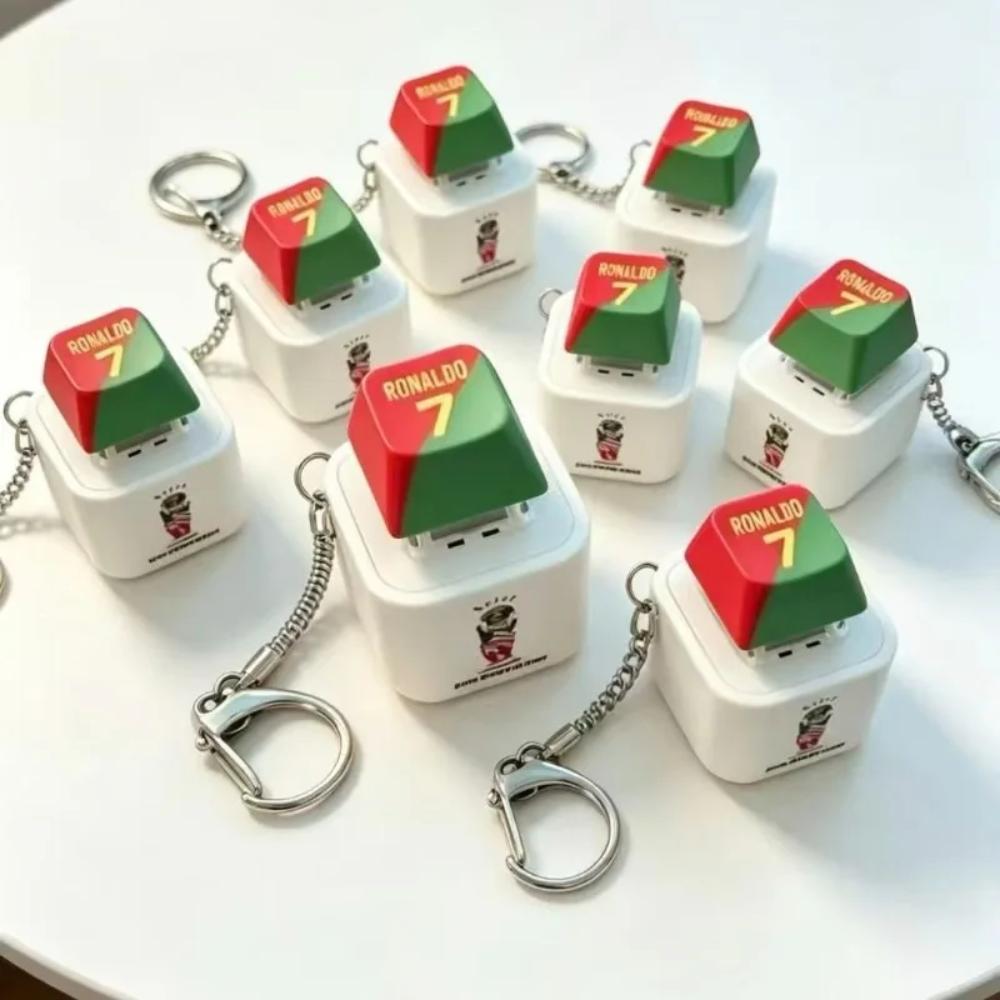 New CreativeKey Pendant Siu Press-and-Squeeze Stress-Relief Keyboard Sound-Emitting and Light-Up Keychain Gift Anime