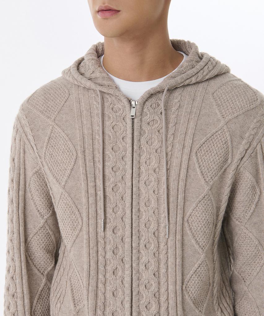 Musinsa Standard Aran Cable Knit Hooded Zip-Up [Oatmeal]