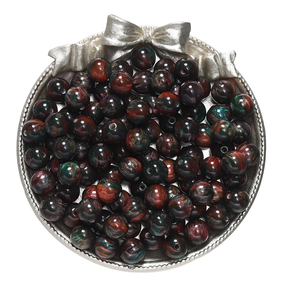 20-50pcs/lot Dark Color Mitation Cat Eye Round Resin Beads Bracelet Spacer Beads For DIY Charm Crafts Jewelry Making Findings