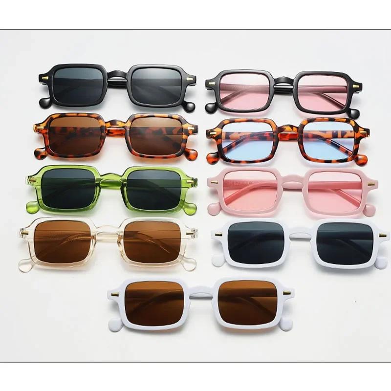 Vintage Square Sunglasses Woman Mirror Retro Rivet Glasses Female Brand Designer Black Shades  Anti-Glare Uv400