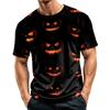 Men Casual Crew Neck Lightweight Breathable Short Sleeve Top with Halloween Themed Printed Pattern for Daily Wear