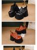 Women's Genuine Leather Platform Shoes 2025: Autumn/Winter Pure Cowhide Petite Height-Increasing Hook & Loop Single Shoes
