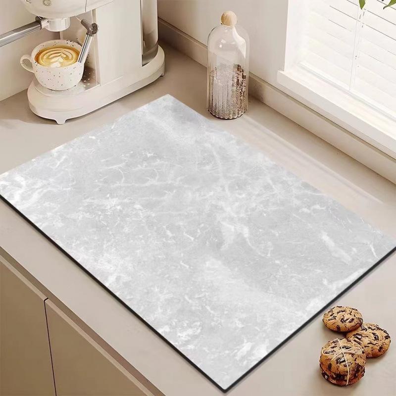 Alfombrilla Absorbente de Agua para Fregadero de Cocina y Mesa de Comedor de Tierra de Diatomeas y Mármol
