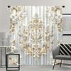 2pcs Artistic Floral Print Polyester Curtains with Gold Accents – for Living Room   Office & Study Decor