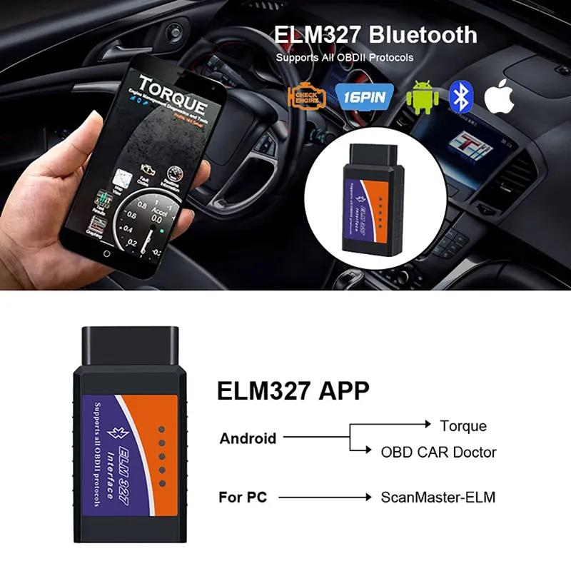 Automotive Fault Detector ELM327 V1.5 OBD2 Scanner Bluetooth Car Diagnostic Tool For Android /IOS Code Reader
