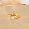 Zircon Star Ring for Women Stainless Steel Sparkle Double Stars Gold Color Ring Wedding  Couple Jewelry Party Gift Anillo