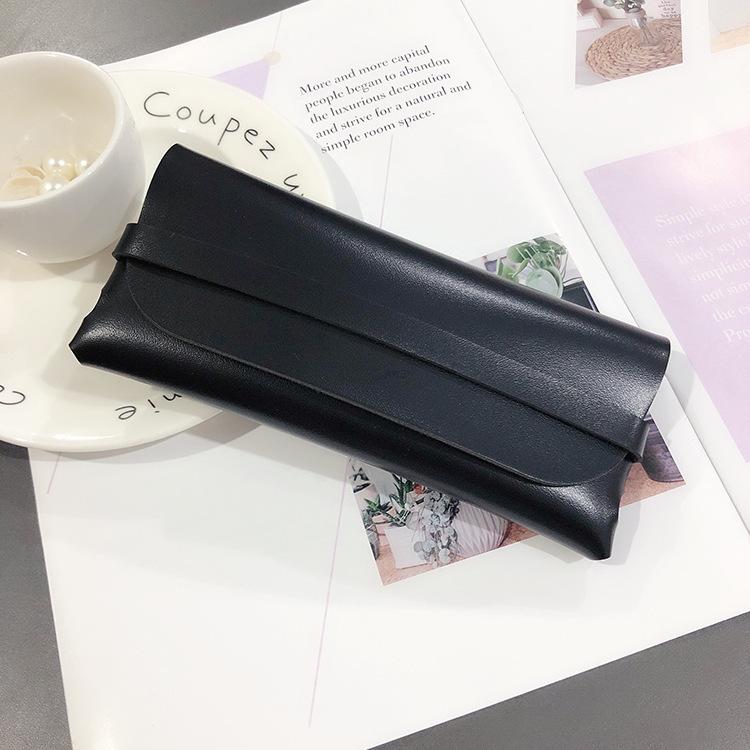 Fashion Sunglasses Case Travel Portable Leather Button Soft Bag Glasses Case White Sunglasses Storage Case