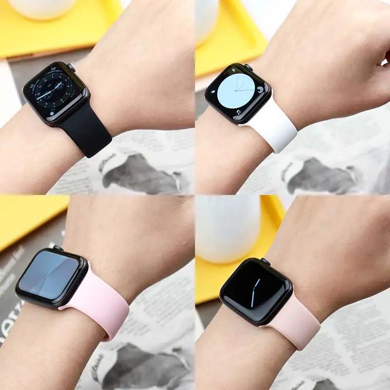 For Watch Bands 46mm 42mm 45mm 44mm 40mm Silicone Sport Bracelet Iwatch Series 11 10 - 8 7 6 5 4 SE 9 Ultra 3/2 49mm Strap