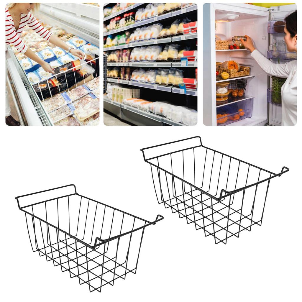 Basket Steel Wire PE Coating Space Saving Multifunctional     Bin for Refrigerator Food Storage