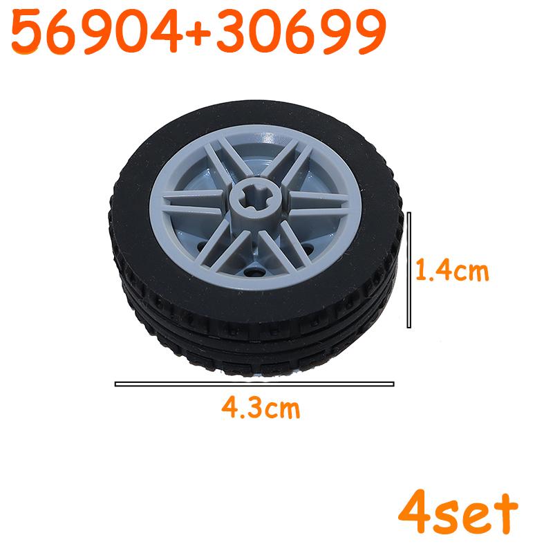 Full-size Tire Wheel Cross Hole Set Car Truck Wheels Hub Technical Bricks MOC Motorcycle Tyre & Rim Construction Building Blocks