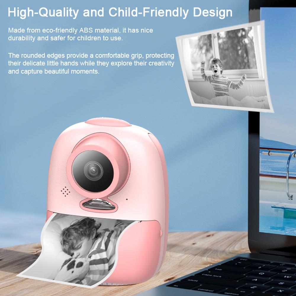 Instant Print Camera for Kids 1080P Resolution Portable Inkless Thermal Printing 26MP Digital Video