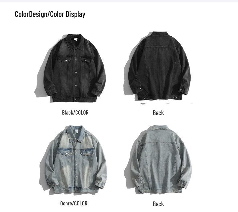 Autumn/Winter Retro American Lapel Denim Jacket - Loose Fit, High-End Workwear Style