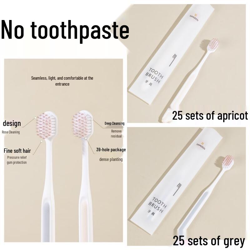 Samzen Disposable Hotel Toothbrush & Shuke Toothpaste Set (50-Pack)