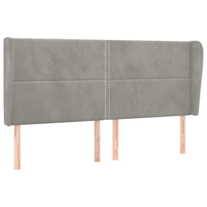 VidaXL Tête de lit avec oreilles Gris clair 183x23x118-128 cm Velours3117876