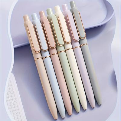 5pcs Aesthetic Pens Click-Type Soft-Color Gel Pens 0.5mm Fine Tip Black Ink Kawaii Stationery Journals Office School Supplies
