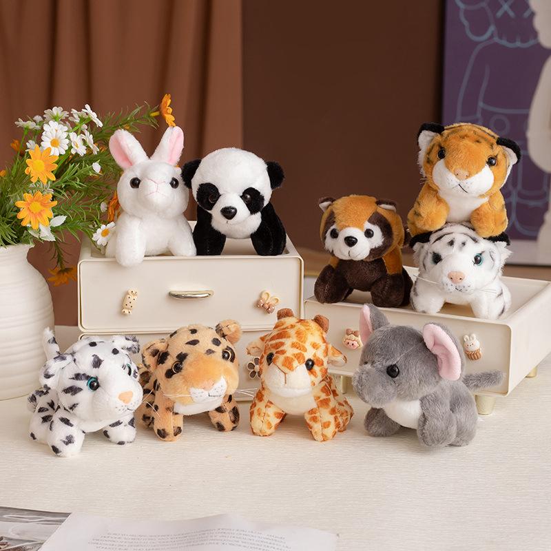 Cartoon Animal Tiger Leopard Bracelet Standing Shoulder Doll Plush Toy Panda Elephant Doll Girl Doll
