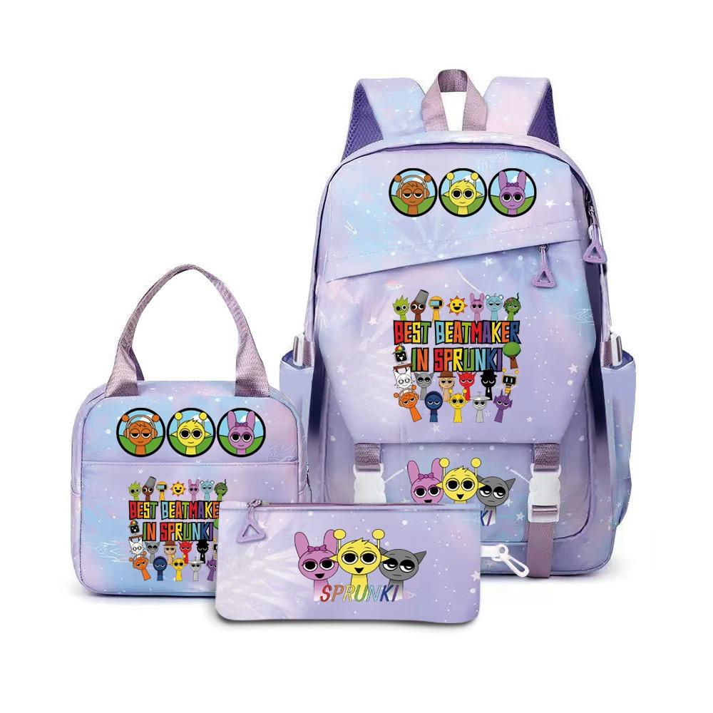 New rhythm box music game schoolbag backpack pencil bag three-piece set student heat transfer backpack