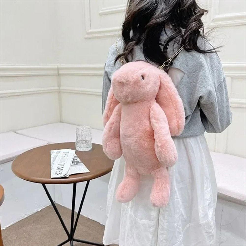 Rabbit Doll Crossbody Bag Long Ear Rabbit Plush Bags Plush Shoulder Bag  Messenger Bag