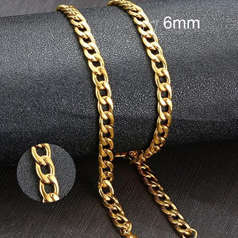 Vnox Pánský kubánský řetězový náhrdelník z nerezové oceli, černozlatá barva, pánský choker, šperky, dárky pro něj