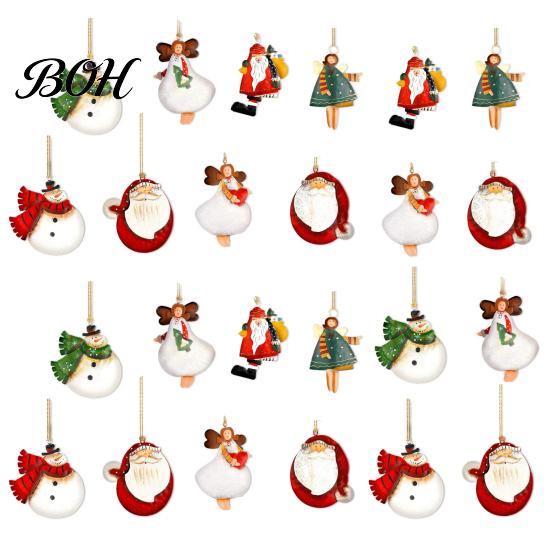 Festive Wooden Ornaments for Holidays 16/24/32Pcs Christmas Ornaments, Flying Angels Decorations, Santa Claus Rustic Xmas Party Supplies Holiday